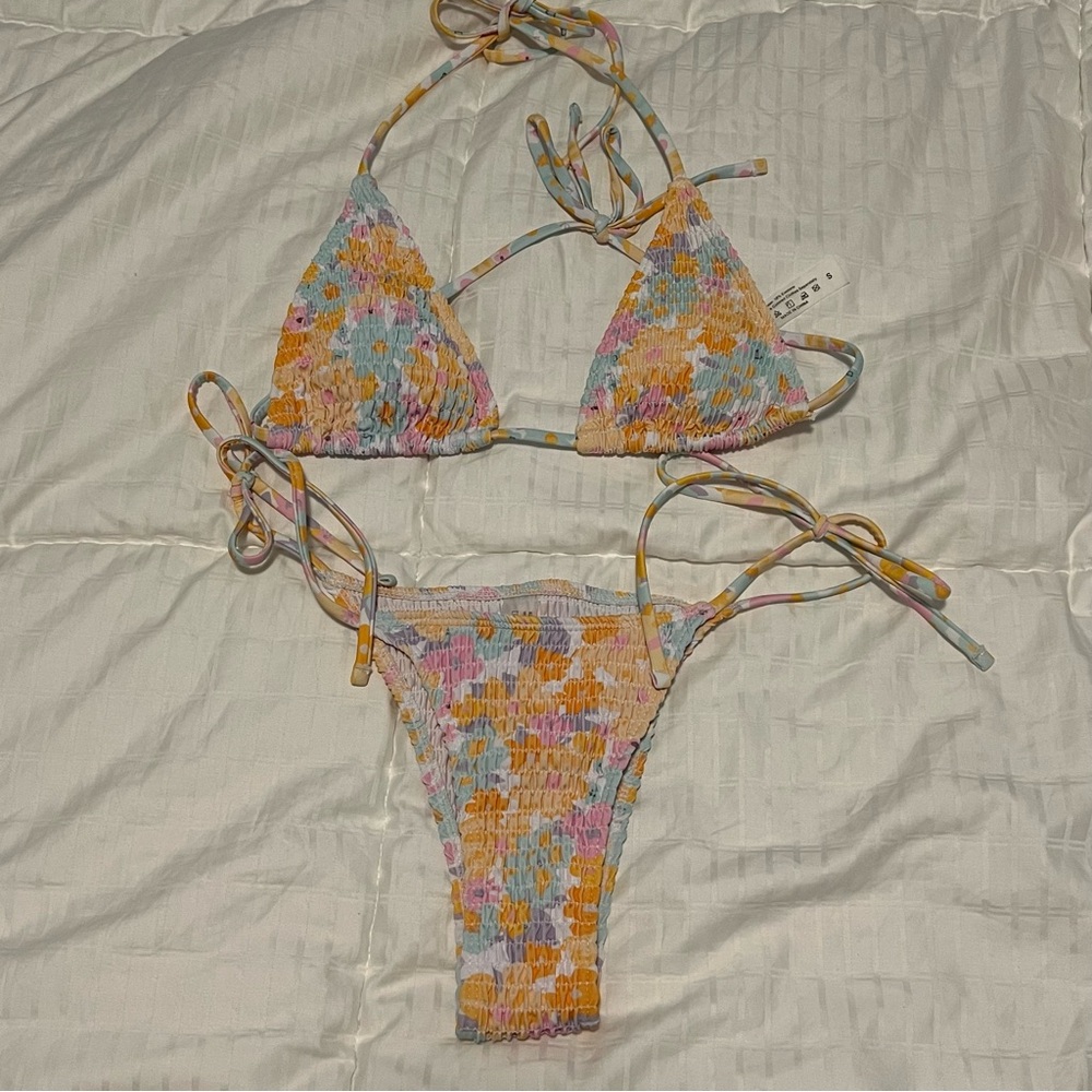 Ruched Floral Bikini